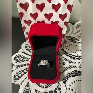 🌸 NEW Elegant Silver Two Piece Ring with Heart Design Size 6